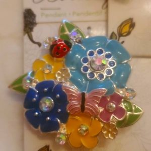 4-sale Blossom Boutique Floral- Butterfly colorful Enamel Pendent -